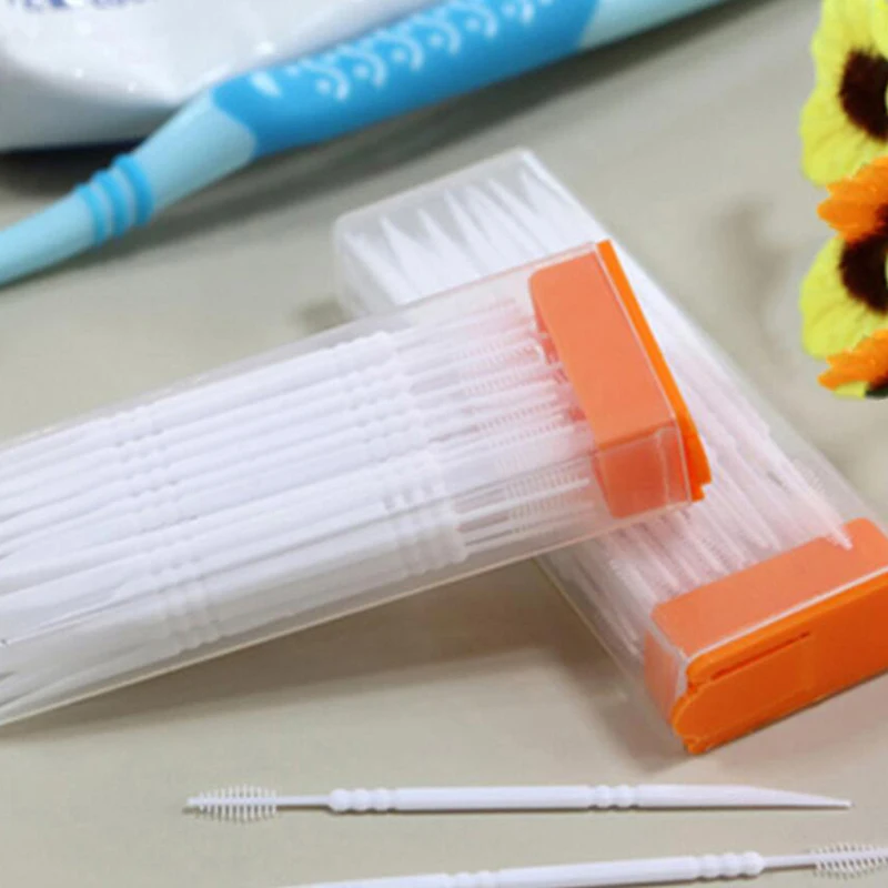 

120PCS Portable Toothpick Double Side Use Toothpick for Teeth Cleaning Plastic Tooth Cleaning Brush Eco-Friendly Toothpick