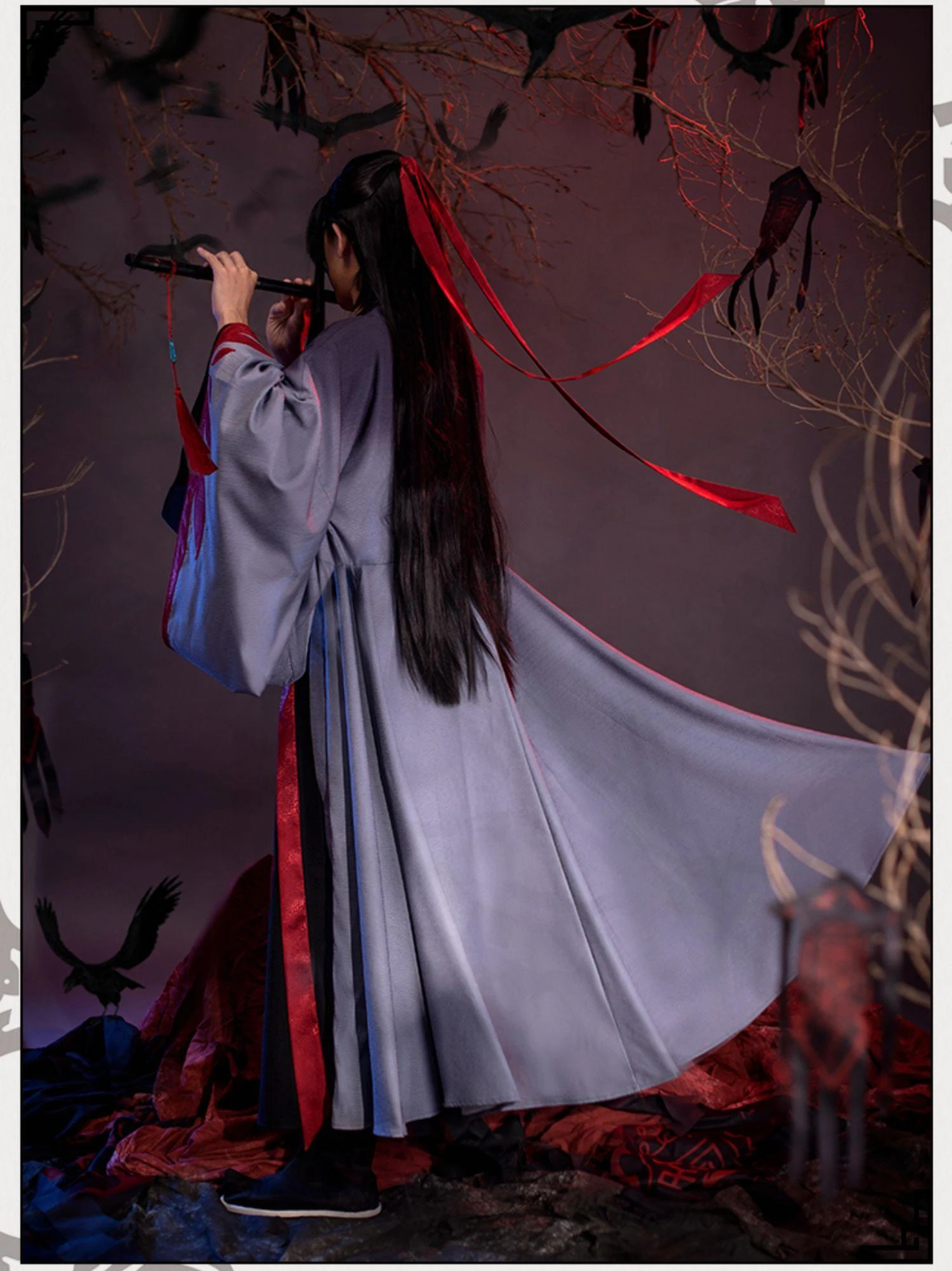 Wei Wuxian Косплей Аниме Mo Dao Zu Shi Костюм Yiling Laozu Wu Xian Униформа Наборы Парик Костюмы