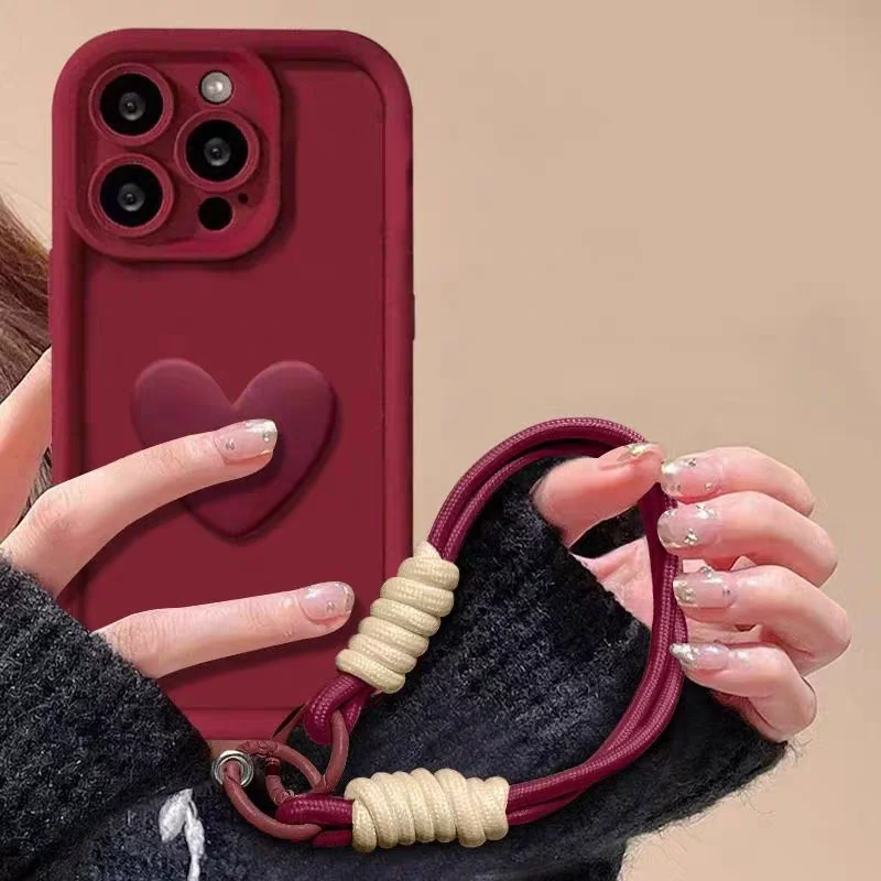 Чехол для Huawei nova 12 SE чехол телефона NOVA12i милое сердце любви с ремешком