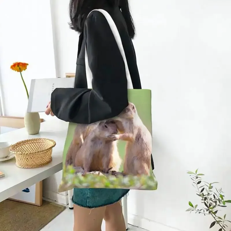 Переработанная Акварельная сумка для покупок собак Женская Холщовая Сумка-тоут