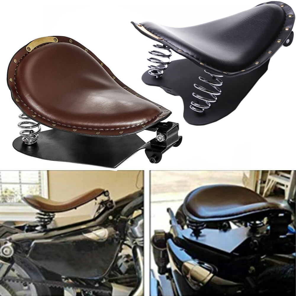 

For Harley Heritage Softail Chopper Bobber Custom Motorcycle Universal Solo Driver Seat with Springs Bracket Mount Seat Covers