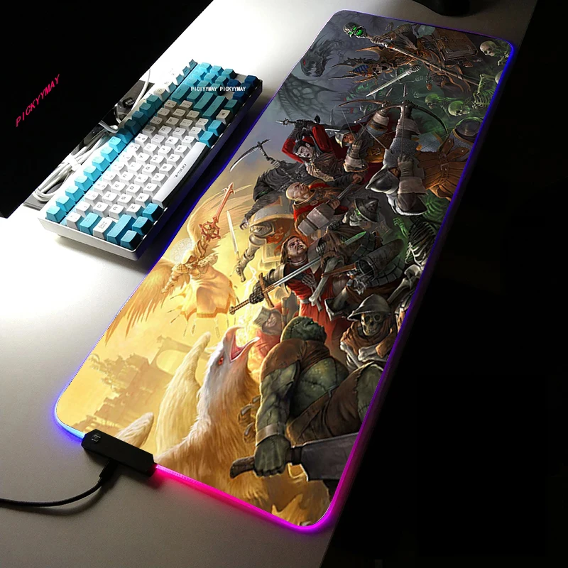 

Heroes of Might and Magic RGB Mouse Pad Gamer Accessories Large LED Light MousePads XXL Gaming PC computer Desk with Backlit