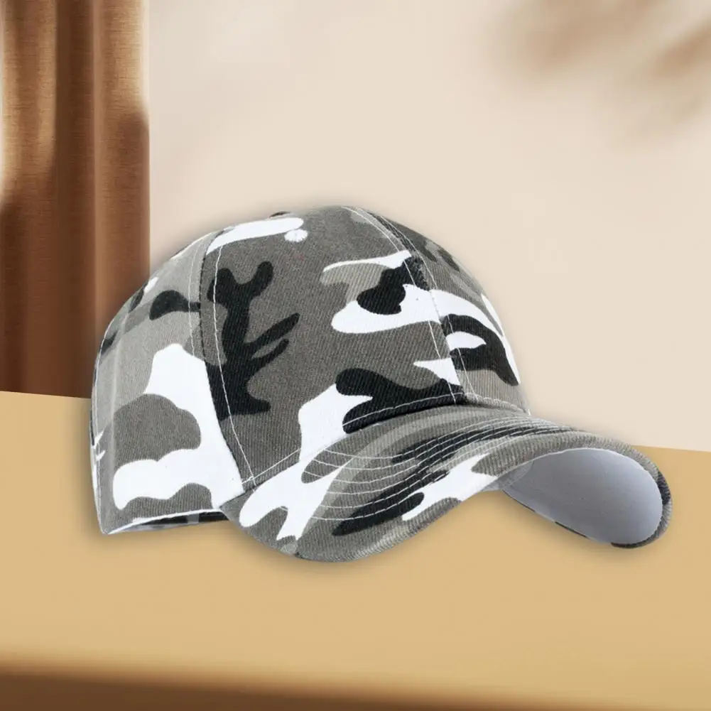 

Summer Baseball Hat Camouflage Print Long Brim Outdoor Hat Adjustable Anti-UV Hollow Out Fishing Peaked Hat Headwear