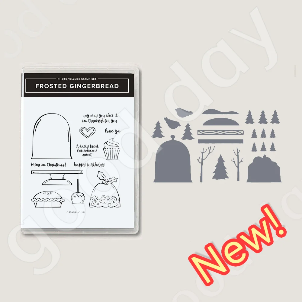 

Metal Cutting Dies Clear Stamps Set Dessert English DIY Craft Scrapbooking Paper Greeting Cards Embossing Molds Christmas Tree