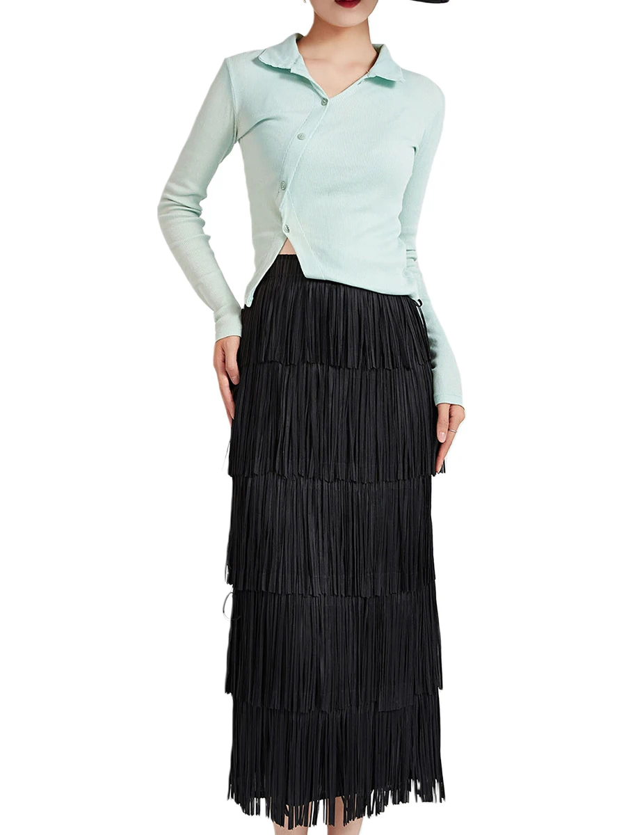 

Женская плиссированная юбка-трапеция средней длины с поясом-Стильная однотонная Повседневная Юбка До Колена с поясом