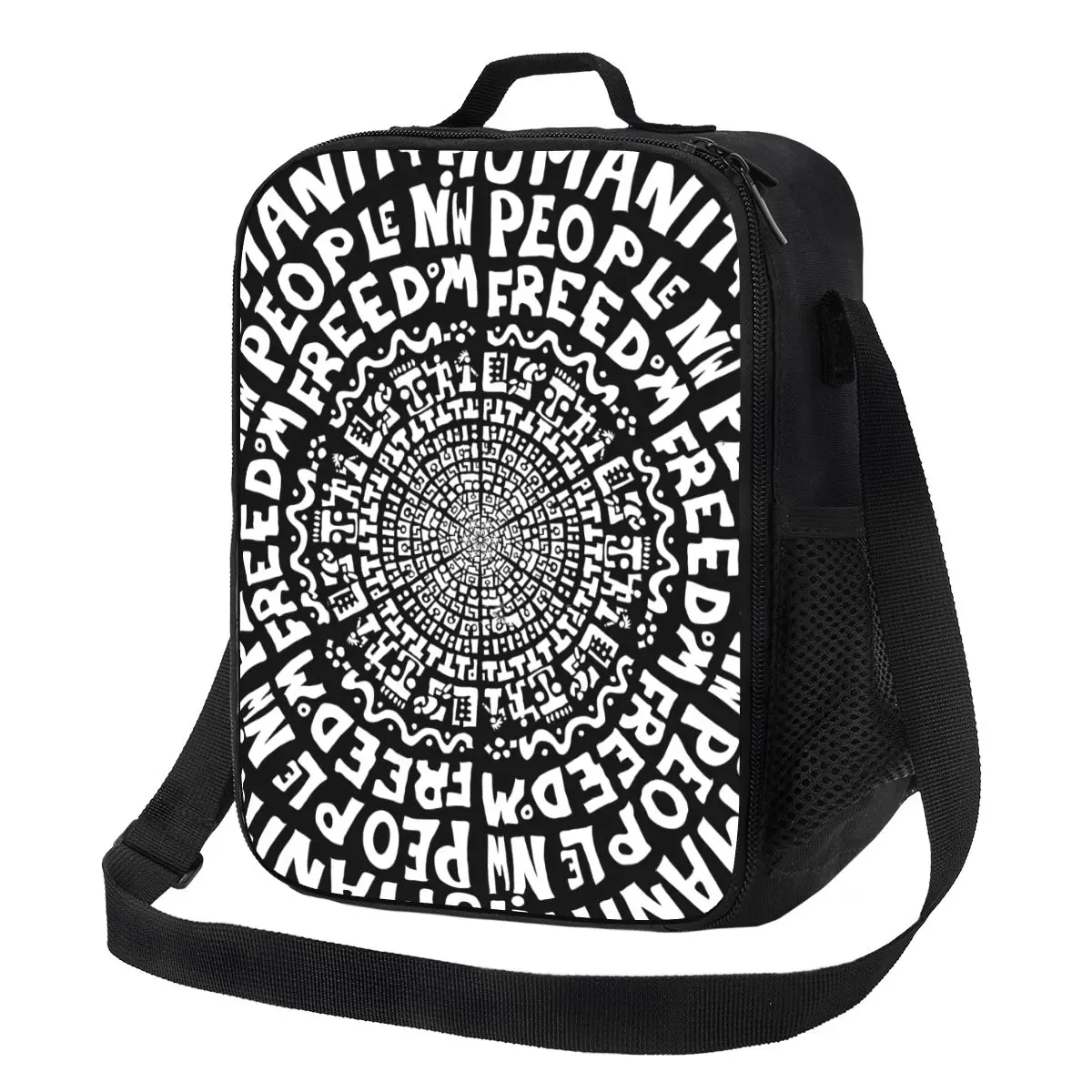 

White Letter Lunch Bag Abstract Mandala Office Lunch Box For Adult Kawaii Designer Tote Food Bags Oxford Cooler Bag