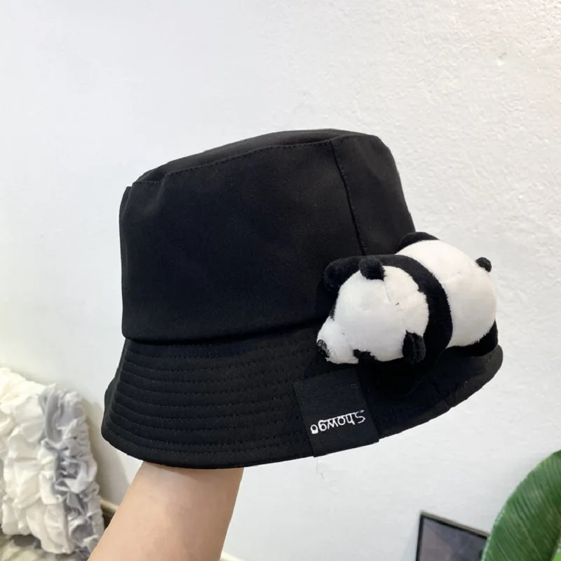 Ins Hotsale Cute Panda Bucket Hat Women's Bonnets Fisherman Caps Holiday Trip Topee Girls Sunhat Animal Designer Sunbonnet