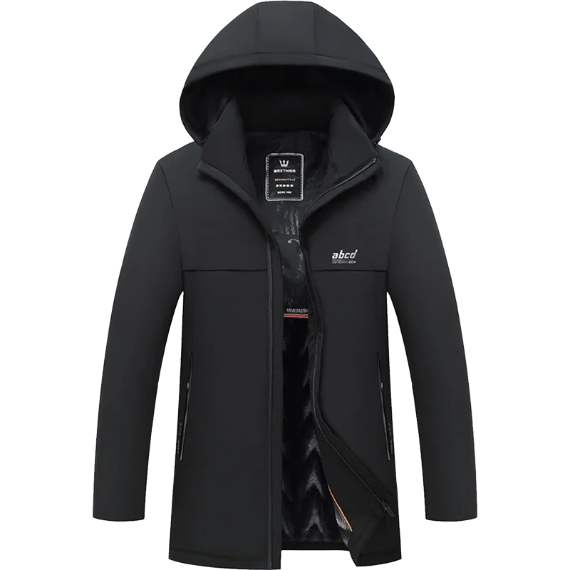 

VELVET Winter Parka With Hood 2023 Casual Jacket Men's Windbreaker Warm Padded Overcoat Plus Asian Size L-5XL 6XL 7XL 8XL Coats