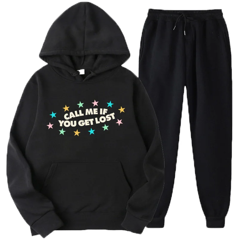 

Call Me If You Get Lost Awesome Men Set Casual Men's Autumn Fleece Hoodies + Pants Two-Piece Tracksuit Trendy Sportswear Set