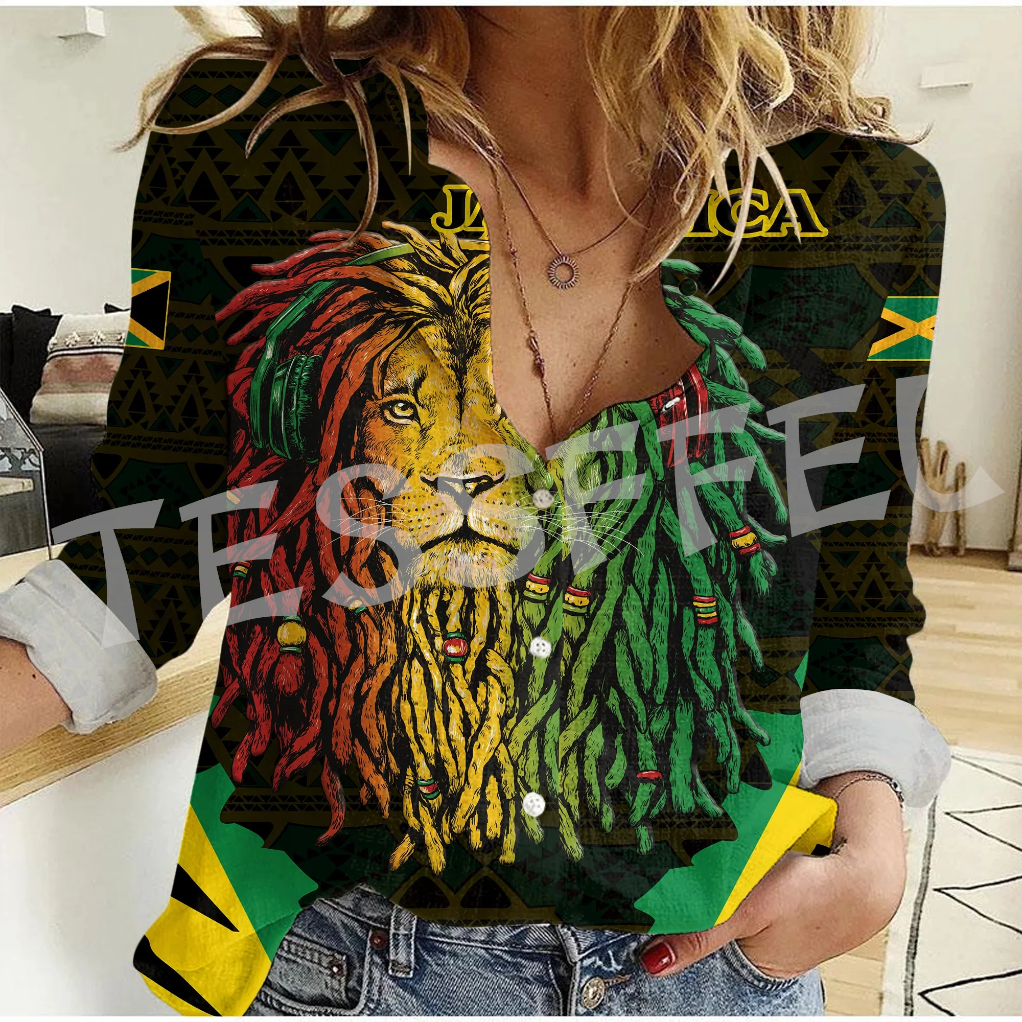 Новинка модная женская рубашка в стиле ретро с принтом &quotЛев&quot &quotтату&quot