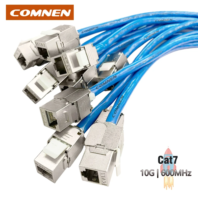 

6/12/24pcs Toolless RJ45 Keystone Cat7 Shielded FTP Module Network Keystone Jack Cat 7 Connector Adapter for 10Gb Network