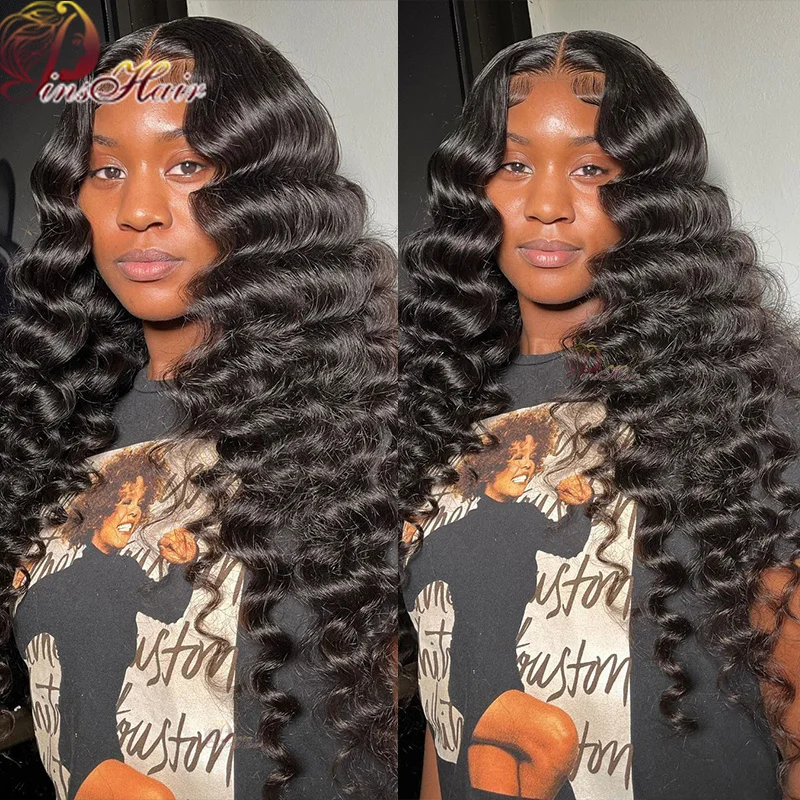 Loose Deep Wave Lace Front Wig Natural Colored 13X4 Lace Frontal Wig 30 Inch Peruvian Remy Curly Human Hair Wigs Pre-Plucked