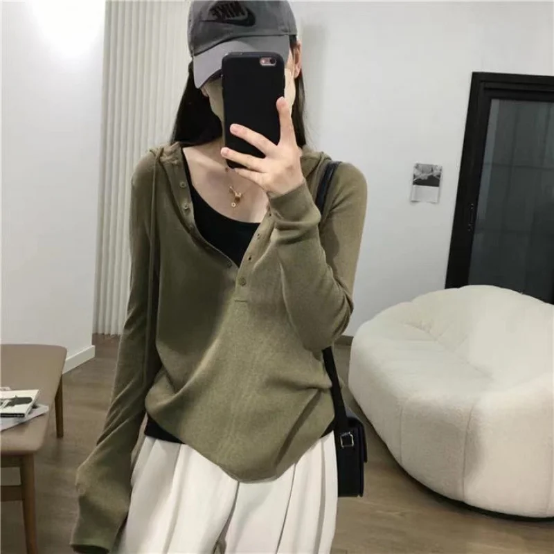 2024 ранняя осень новая женская изогнутая толстовка с капюшоном в корейском стиле