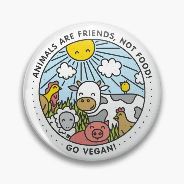 

Animals Are Friends Not Food Go Vegan Customizable Soft Button Pin Fashion Hat Funny Decor Badge Cute Collar Jewelry Women