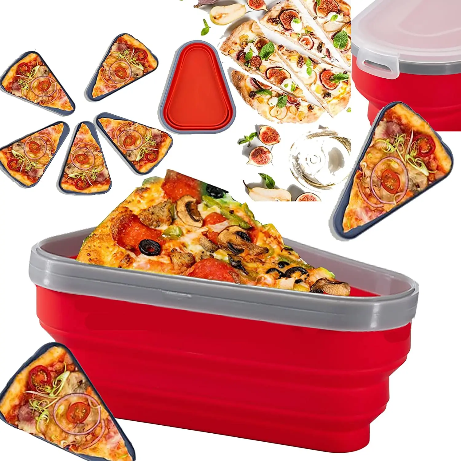 

Многоразовый силиконовый портативный треугольный Ланч-бокс для пиццы, складной треугольный контейнер для хранения, ломтики, кухонные инст...