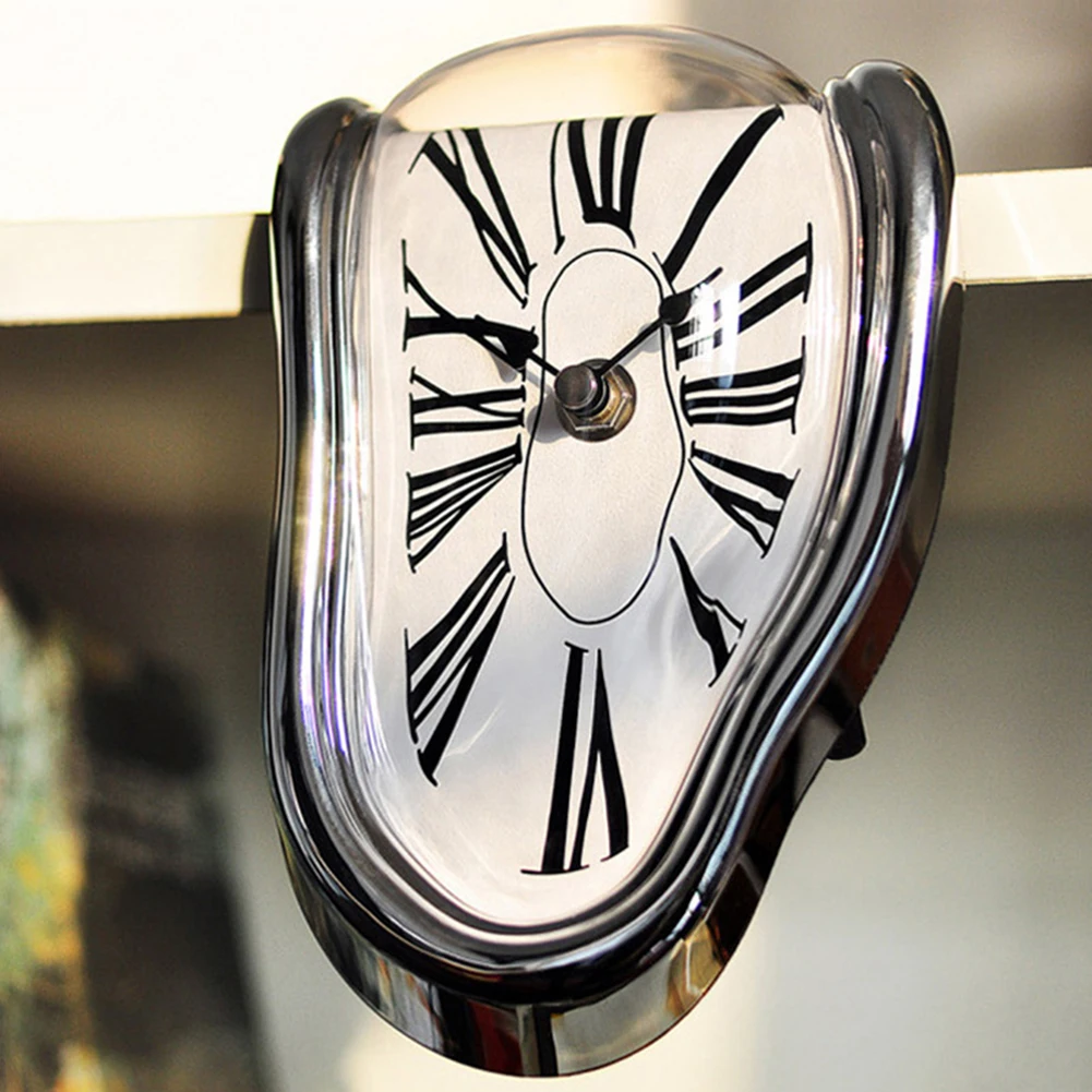 

Retro Creative Twisted Electronic Clock Personality Melting Home Living Room Decoration Clock Mute Bedroom Bedside Clock