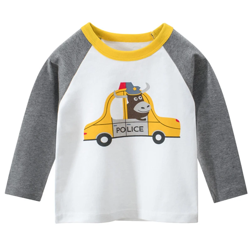 Autumn Boy Cartoon T-Shirt for Kid Long Sleeve Base Shirt 2-8Y Young Children Tees Casual Clothing Spring O-Neck Cotton Tops New enlarge