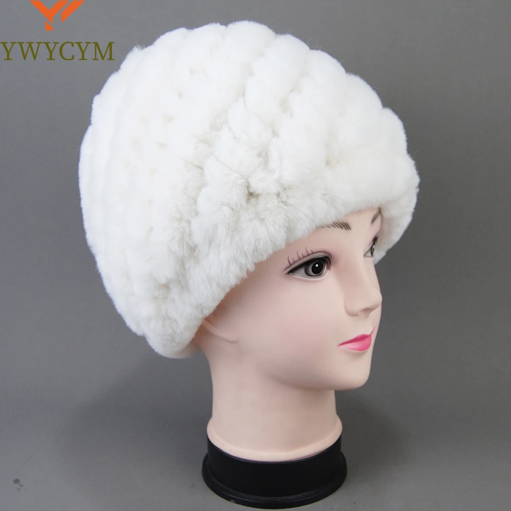 

Hot Sale Lady Real Rex Rabbit Winter Fur Hat For Women Russian Real Fur Knitted Cap Headgear Winter Warm Women Hat Beanie Hats