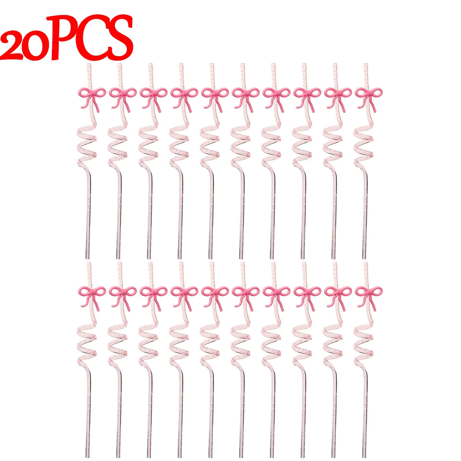 

Розовые изогнутые соломинки с бантом из пластика