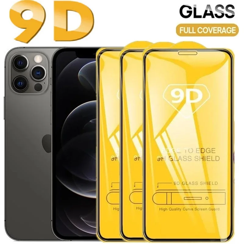 20/50pcs 9D Tempered Glass Screen Protector For iPhone 11 12 13 14 Pro Max XS Max XR X 6 7 8 Plus SE 9HD Protective Film