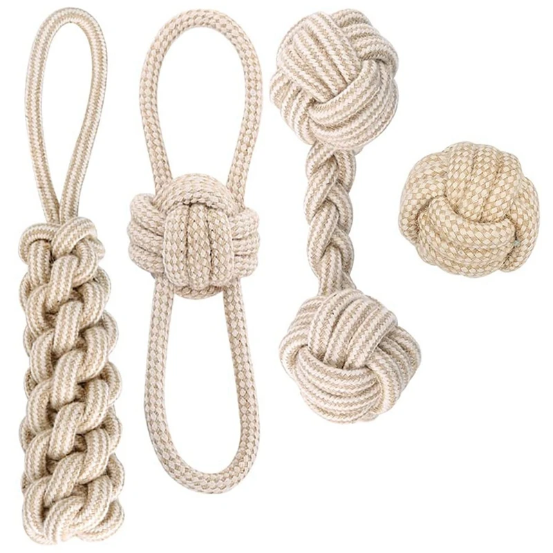

Dog Toy Rope With Knot Ball, 4 Pieces Chewing Dog Toy Set For Small Dogs/Medium/Puppy Toy For Dogs, Care
