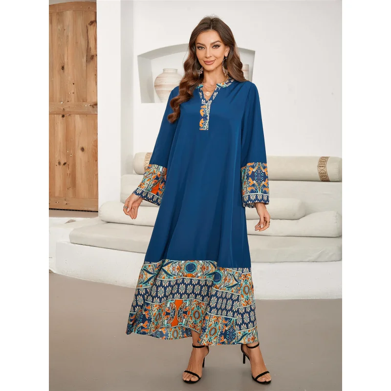 Трансграничная модель фотосессии горячая распродажа длинное лоскутное платье с