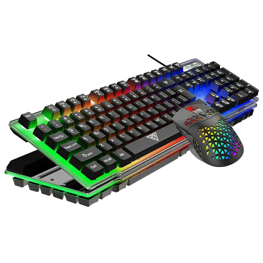 

Mechanical Touch Keyboard Mouse Luminous Wired Photoelectric Keyboard Scientific Key Layout Rich Multi-functional Media