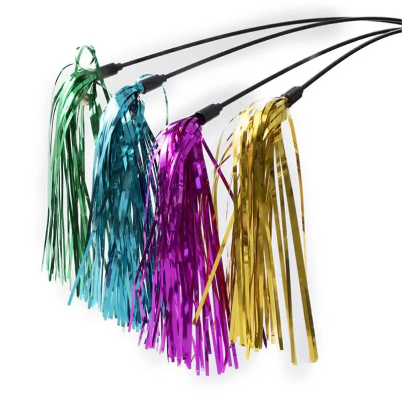 

Bell Cat Teaser Fashionable Hand Lever Colorful Funny Reflective Paper Pet Product Kitten Rod Plastic Tasteless Cat Supplies