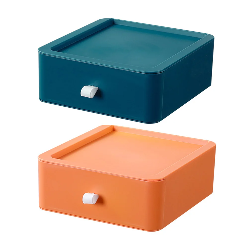 

2 Pcs Draweres Type Cabinet Case Plastic Organizer Box Desk Drawer Plastic