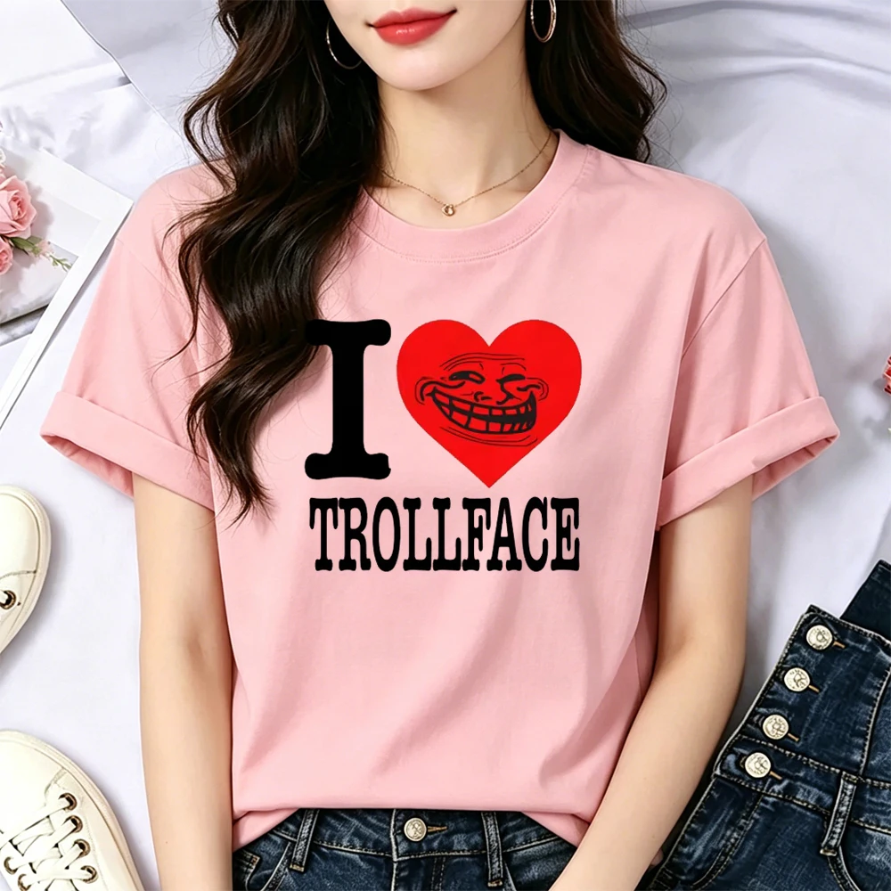 Фото Футболка с принтом Trollface, винтажная японская футболка для подростков, милый японский эмо-стиль, для вечеринок №2