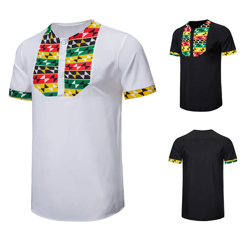 

Рубашка мужская с круглым вырезом, Повседневная Уличная с принтом, с отложным воротником, с коротким рукавом, в африканском стиле, лето 2022