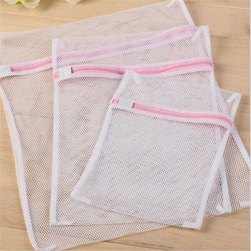 

3 Size Zippered Mesh Laundry Wash Bags Foldable Delicates Lingerie Bra Socks Underwear Washing Machine Clothes Protection Net
