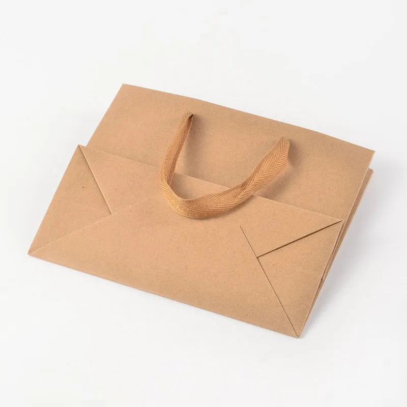 10Pcs Rectangle Kraft Paper Gift Bags with Nylon Cord Handles for Party Birthday Christmas Jewelry Candy Packing Shopping Bag
