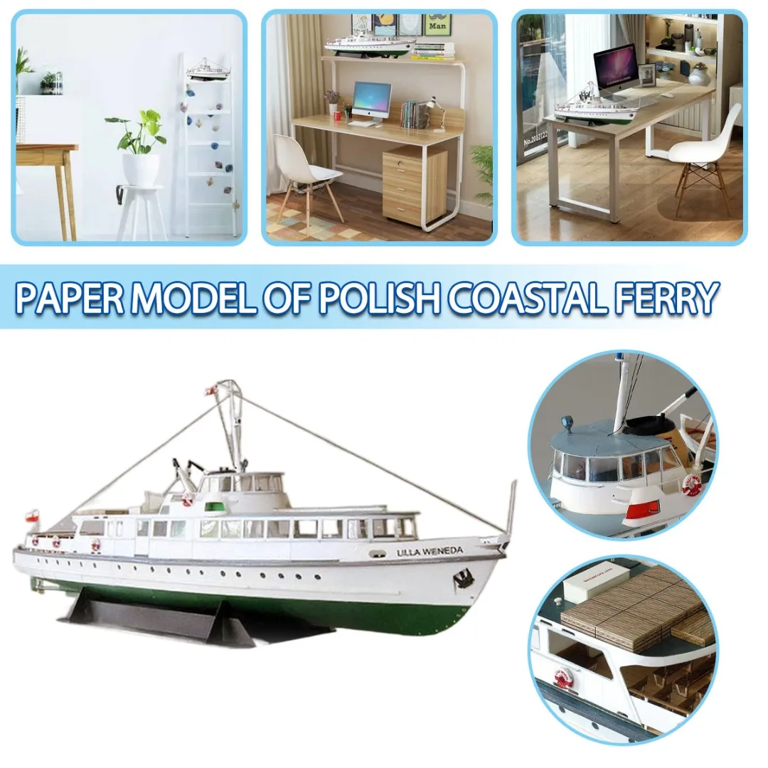

Mayitr 1set 1/100 Coastal Ferry Night Boat Model Handmade DIY Night Cruise Ship Unassembled Models Building Sets