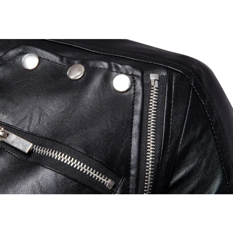 Мужская мотоциклетная куртка MaiDangDi однотонная кожаная на молнии с