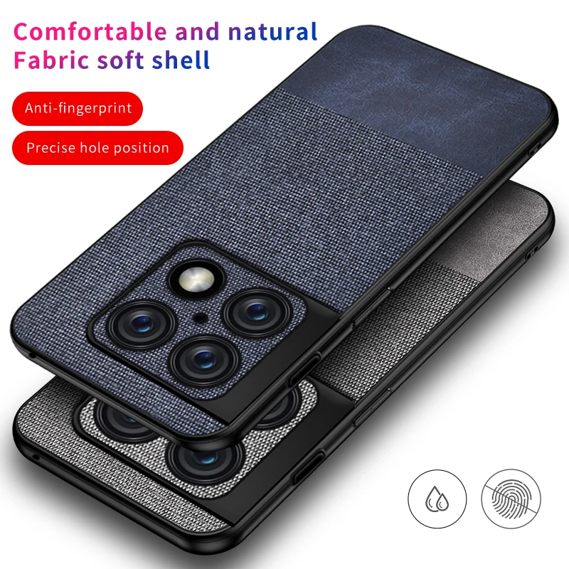 Splicing Canvas Case for Oneplus 10 Pro Soft Silicone + PC Luxury Fabric Leather Shockproof Back Phone Cover Oneplus Nord N20