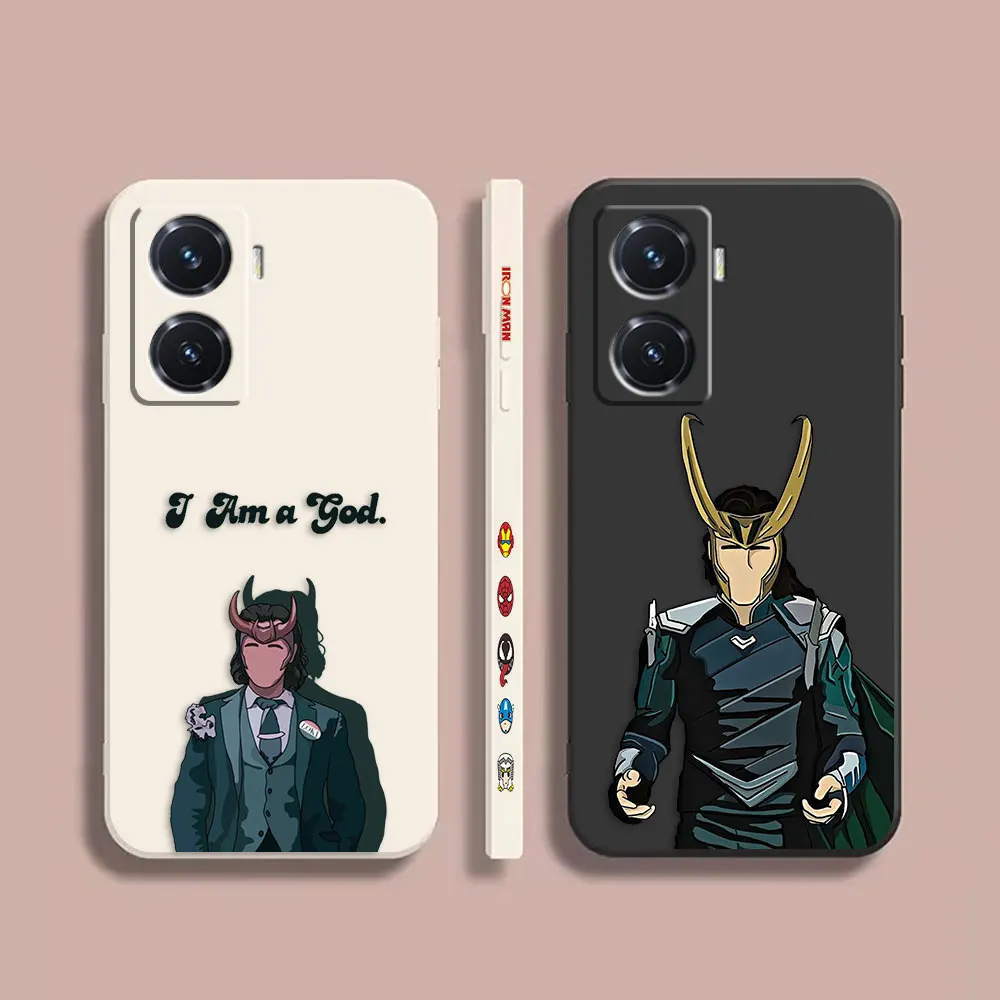 

Case For VIVO Y55S Y31 Y55 Y35 Y51S Y73S 5G Y83 Y93 Z3 Z5X Z6 Colour Simple Liquid Silicone Case Cartoon Marvel Loki