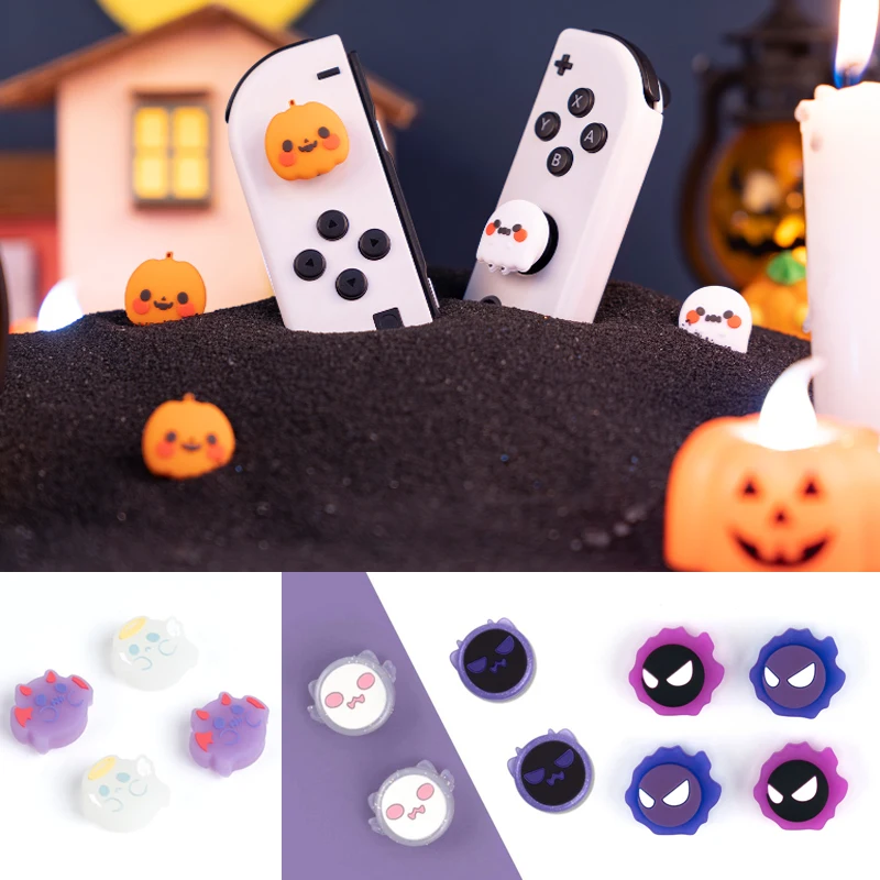 

Pumpkin Funny Ghost Silicone Soft Thumb Stick Grip Cap Joystick Protective Cover For Switch Oled NS Lite Joycon Thumbstick Case