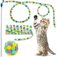cat toys cat wand teaser toys fuzzy balls with bell inside and cat springs interactive pets toys for indoor cats kittens kitty