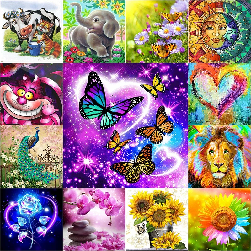 

5D DIY AB Drills Animal Diamond Painting Kit Flower Lion Mosic AB Diamond Embroidery Cross Stitch Home Decor Handcrefts Gift NEW