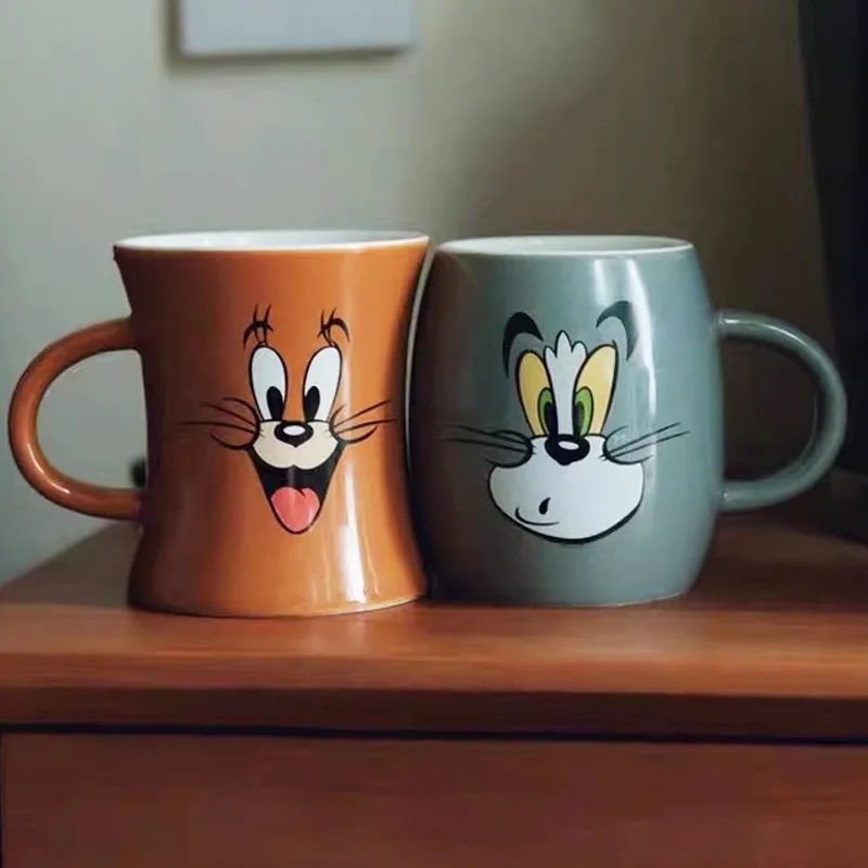 

Kawaii Cartoon Jerrys Mouse Action Figure Toys Anime Toms Cat Creative Ceramic Couple Cup Cup Funny Christmas Gift For Children