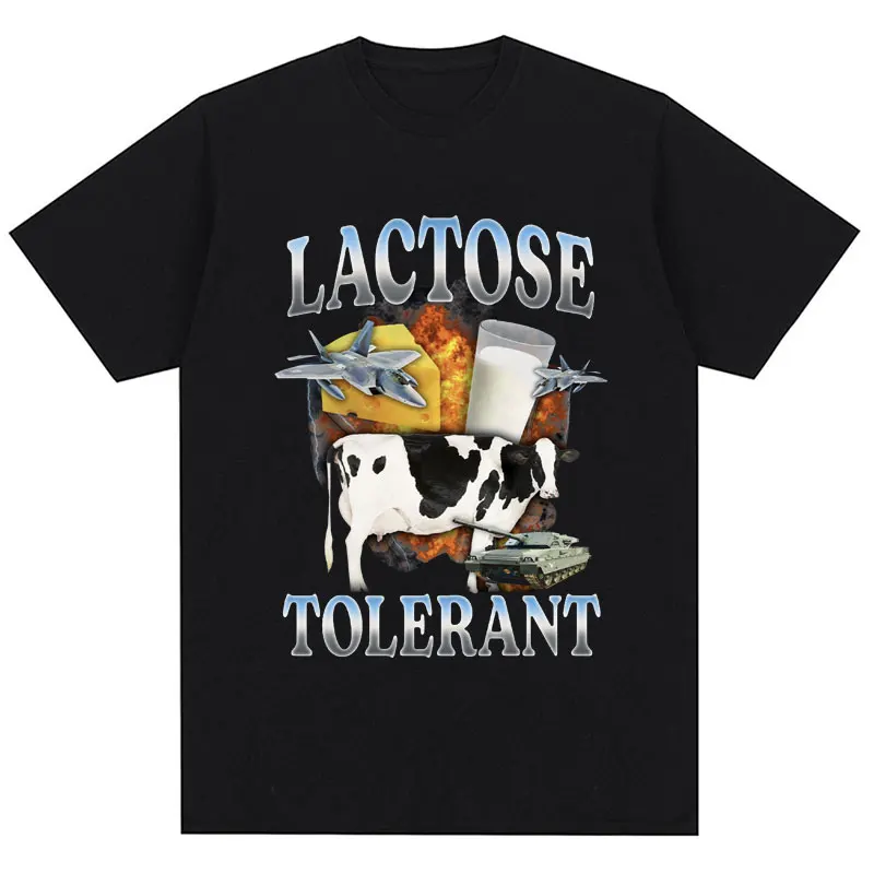 Футболка Мужская/женская с рисунком лактозы смешная эластичная хлопковая