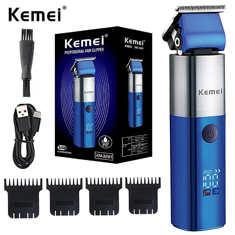 

Профессиональная Водонепроницаемая перезаряжаемая машинка для стрижки волос Kemei IPX7, профессиональная электрическая машинка для стрижки в...