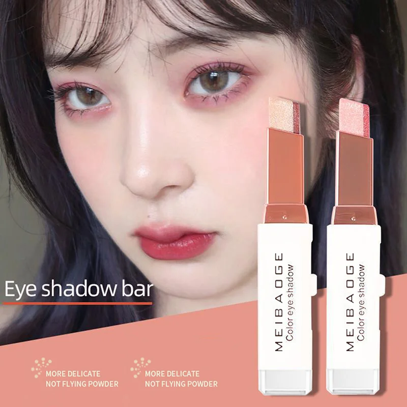 2 In 1 Double Color Glitter Eye shadow Stick Waterproof Gradient Stereo Eyeshadow Pallete Pen Bicolor Shimmer Beauty Makeup Tool