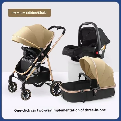Роскошная детская коляска 3 в 1 с высоким ландшафтом, детская коляска, корзина, четыре колеса, детское безопасное сиденье