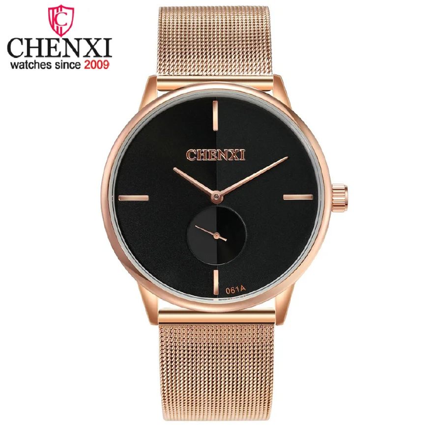 CHENXI Watch Quartz for Men Women Top Luxury Brand Fashion Waterproof Male Clock Casual Stainless Steel Mesh Belt Wristwatch