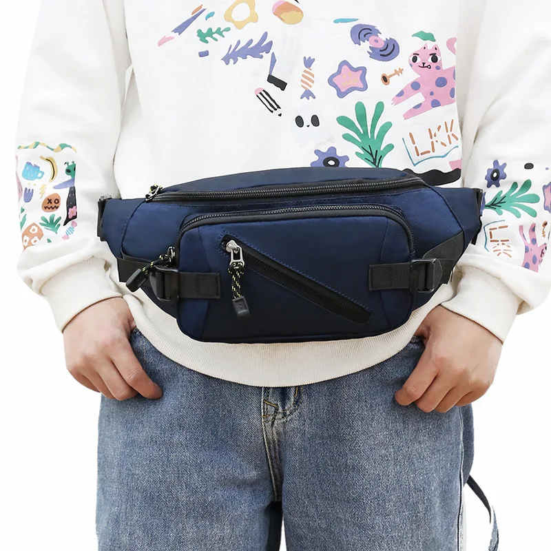 Men's Bag Outdoor Running Sports Waist Bag Casual Simple Men's Chest Bag Large Capacity Waterproof Oxford Shoulder Crossbody Bag