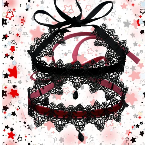 Черное кружевное колье-чокер