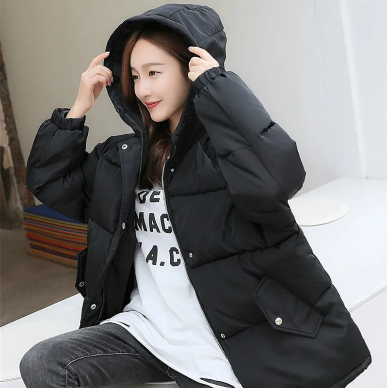 Women Jacket Coat Thicke Down Outerwear Cotton Padded Korean Jacket Mujer Winter Female Hooded Parka Bread Suit Women New Cloths