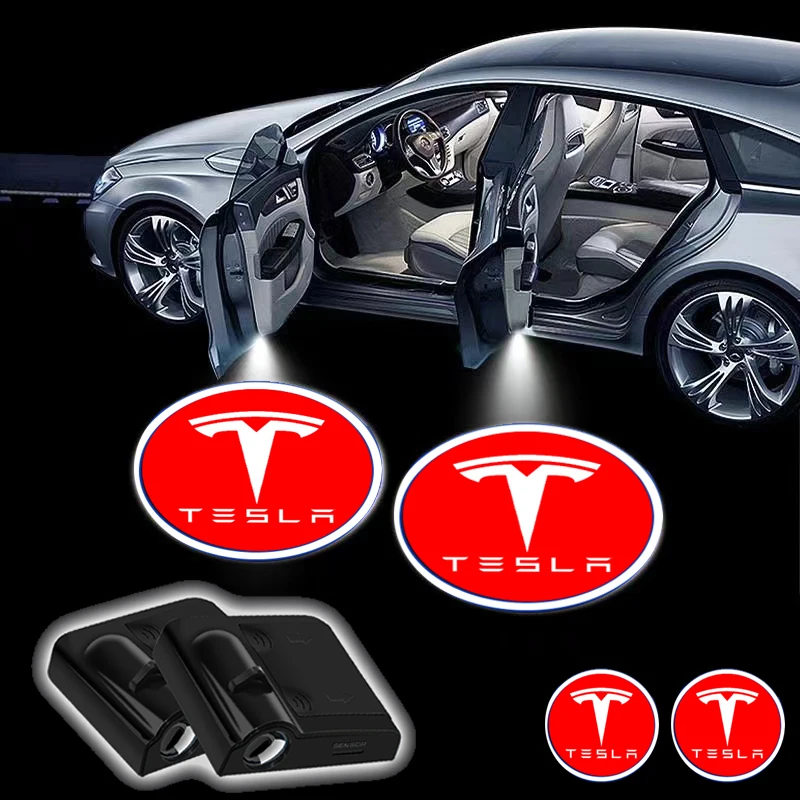 

2pcs Car Doors Wireless Projector Logo LED Welcome Lights for Tesla Model 3 2021 S X Y Style Roadster Invader Coil Mod WYE K80